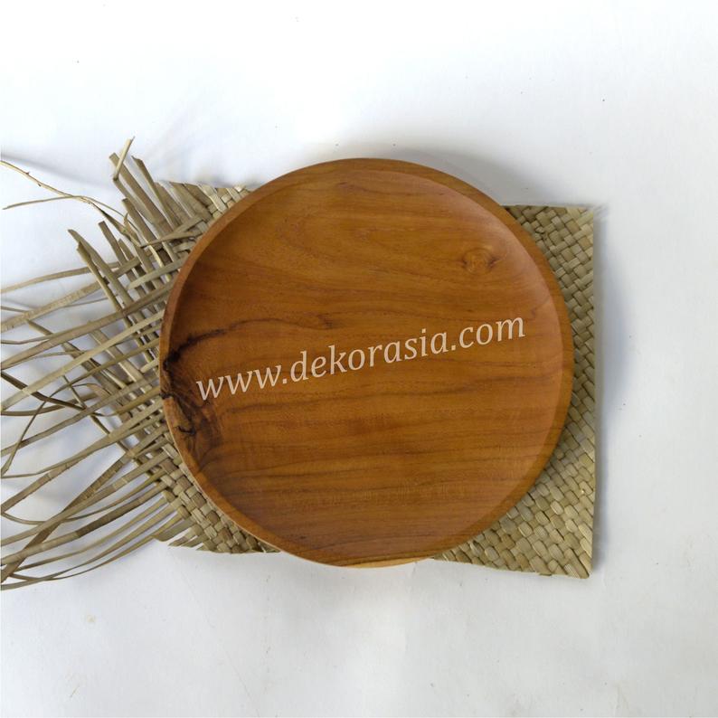 Round Teak Wooden Tray Diameter 5.9 to 9.8 inches - Kitchenware | Free Shipping